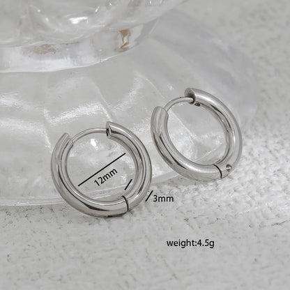 1 Pair Casual Simple Style Round 304 Stainless Steel Earrings