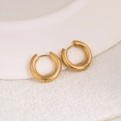 1 Pair Casual Simple Style Round 304 Stainless Steel Earrings