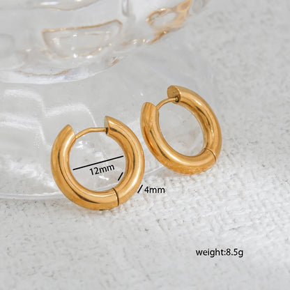 1 Pair Casual Simple Style Round 304 Stainless Steel Earrings