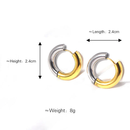 1 Pair Casual Simple Style Round Color Block Plating Titanium Steel Earrings