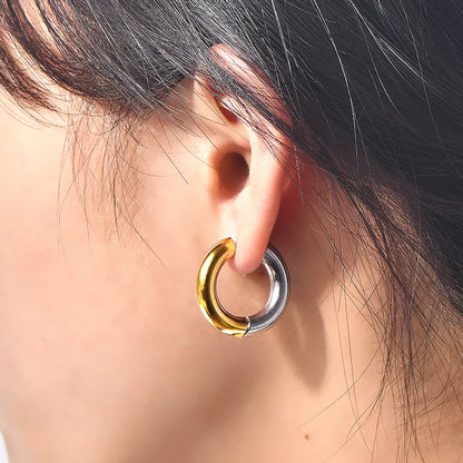 1 Pair Casual Simple Style Round Color Block Plating Titanium Steel Earrings