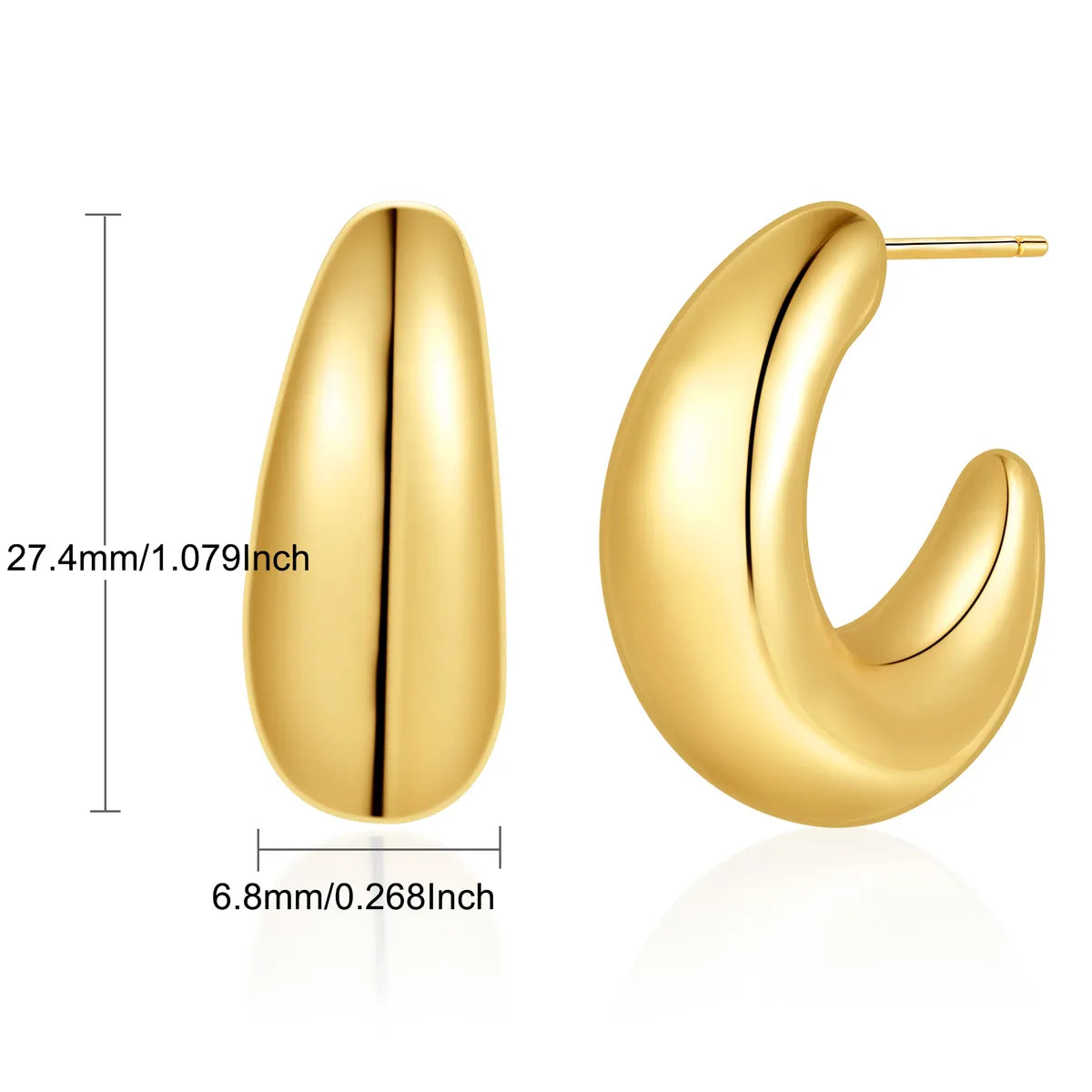 1 Pair Casual Simple Style Round Copper 18K Gold Plated Hoop Earrings