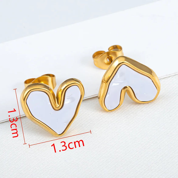1 Pair Casual Simple Style Round Heart Shape Butterfly Inlay 304 Stainless Steel Shell Ear Studs