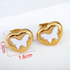 1 Pair Casual Simple Style Round Heart Shape Butterfly Inlay 304 Stainless Steel Shell Ear Studs