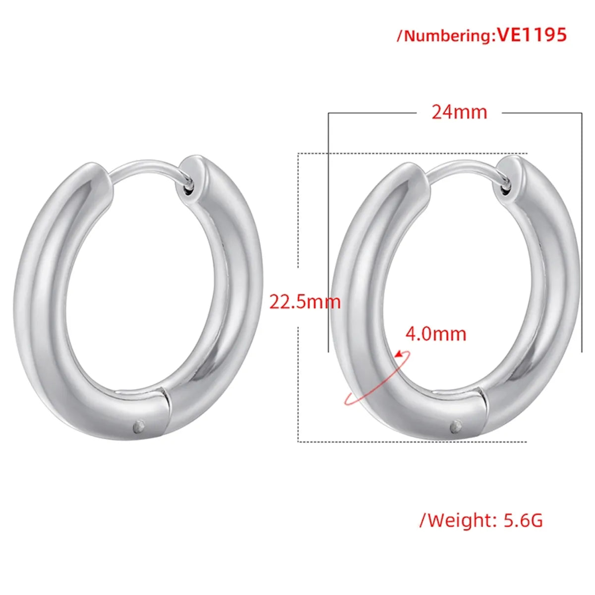 1 Pair Casual Simple Style Round Plating Copper 18k Gold Plated Hoop Earrings