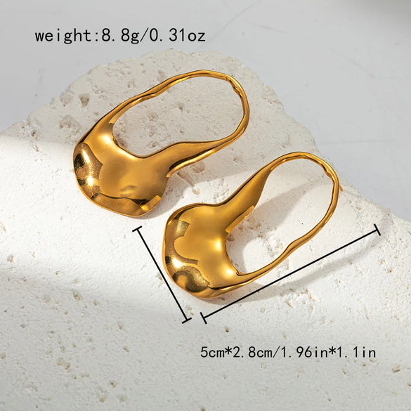1 Pair Casual Simple Style Round Plating Hollow Out 304 Stainless Steel 14K Gold Plated Earrings