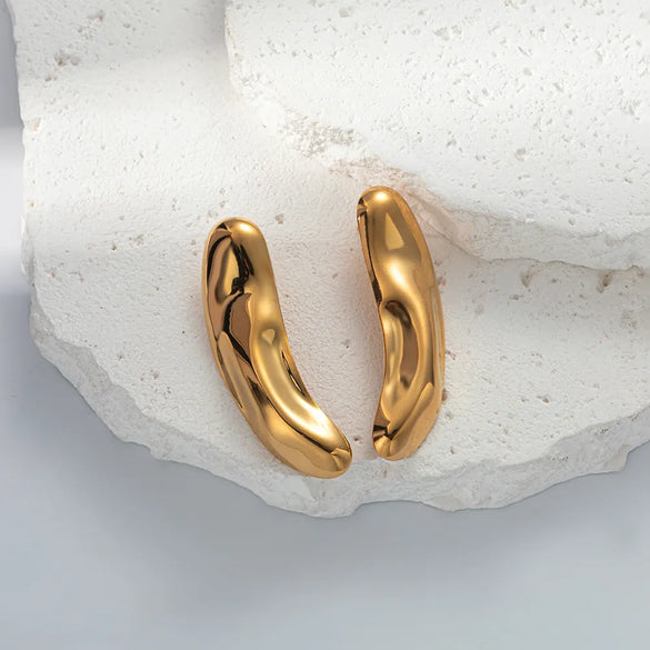 1 Pair Casual Simple Style Round Plating Hollow Out 304 Stainless Steel 14K Gold Plated Earrings