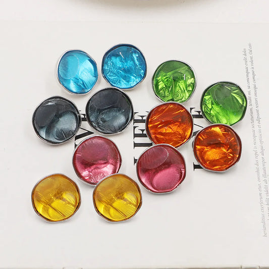 1 Pair Casual Simple Style Round Plating Inlay Alloy Resin Gold Plated Ear Studs