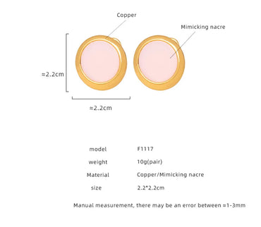 1 Pair Casual Simple Style Round Plating Inlay Copper Shell 18k Gold Plated Ear Studs