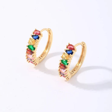 1 Pair Casual Simple Style Round Plating Inlay Copper Zircon White Gold Plated Gold Plated Hoop Earrings