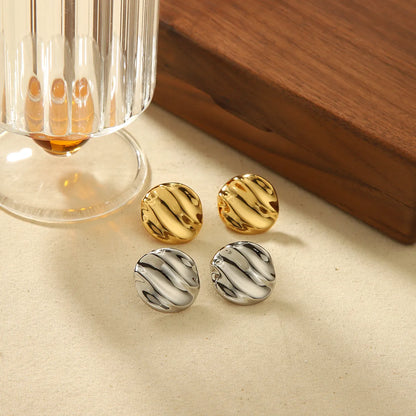 1 Pair Casual Simple Style Round Polishing Stainless Steel 18K Gold Plated Ear Studs