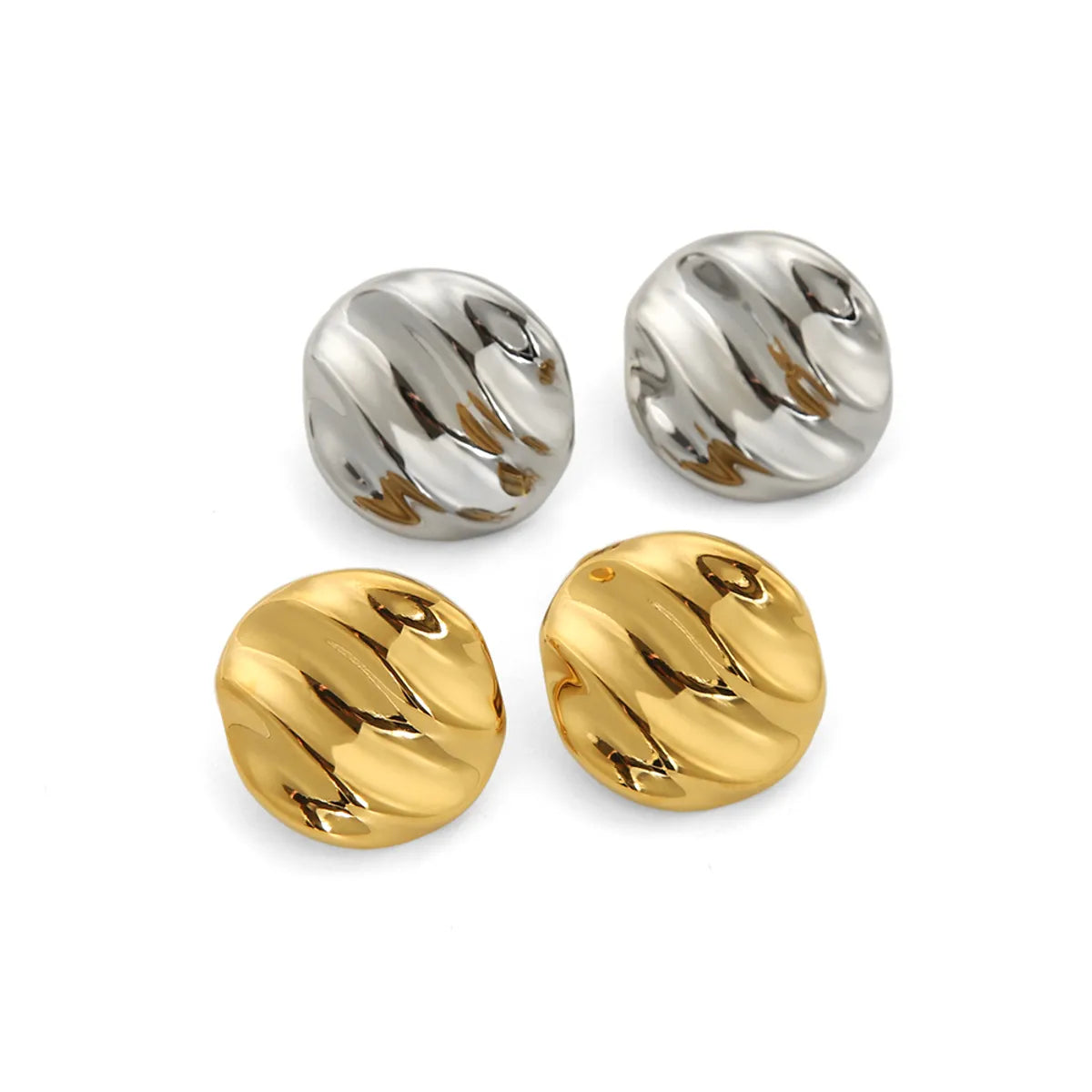 1 Pair Casual Simple Style Round Polishing Stainless Steel 18K Gold Plated Ear Studs