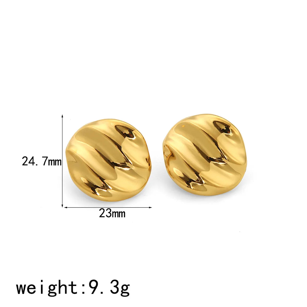 1 Pair Casual Simple Style Round Polishing Stainless Steel 18K Gold Plated Ear Studs