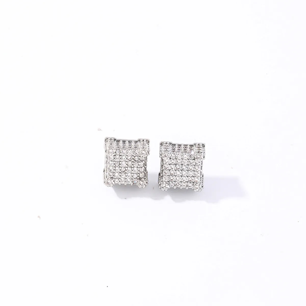 1 Pair Casual Simple Style Round Square Plating Inlay Copper Zircon White Gold Plated Gold Plated Ear Studs