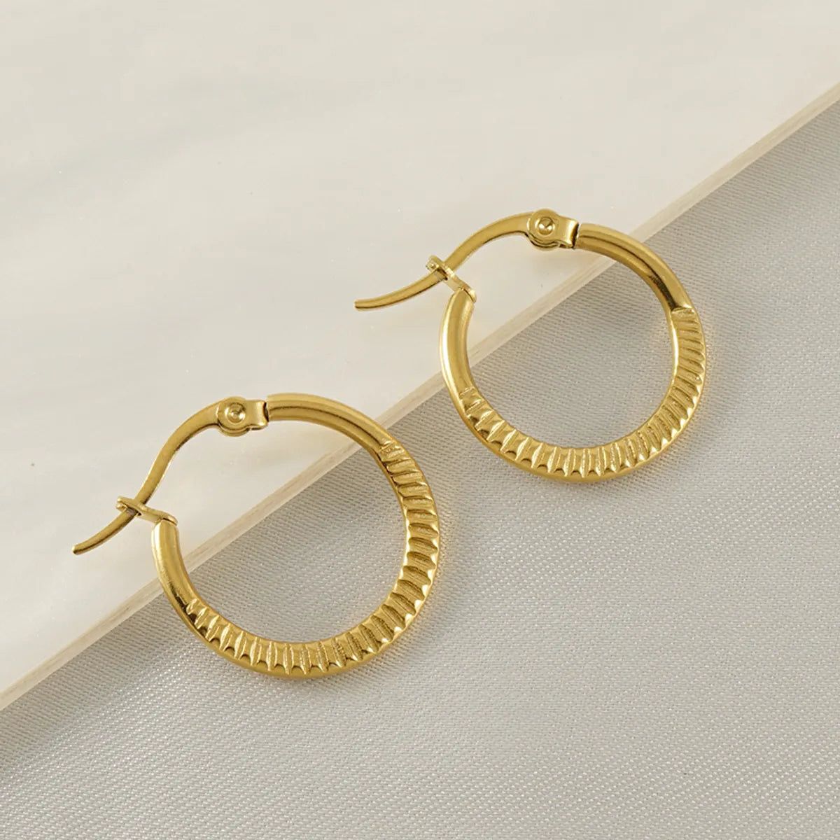 1 Pair Casual Simple Style Round Stainless Steel Plating 18k Gold Plated Hoop Earrings