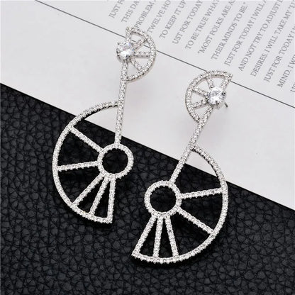 1 Pair Casual Simple Style Sector Polishing Copper Zircon Ear Studs