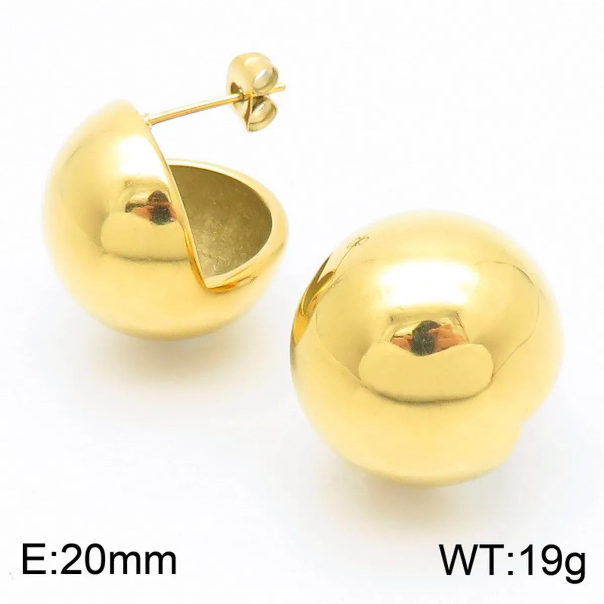 1 Pair Casual Simple Style Semicircle 304 Stainless Steel 18K Gold Plated Ear Studs