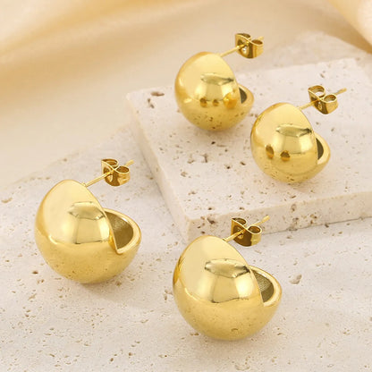 1 Pair Casual Simple Style Semicircle 304 Stainless Steel 18K Gold Plated Ear Studs