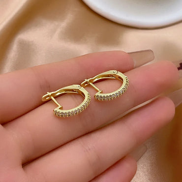 1 Pair Casual Simple Style Shiny Circle Plating Inlay Copper Zircon White Gold Plated Gold Plated Hoop Earrings