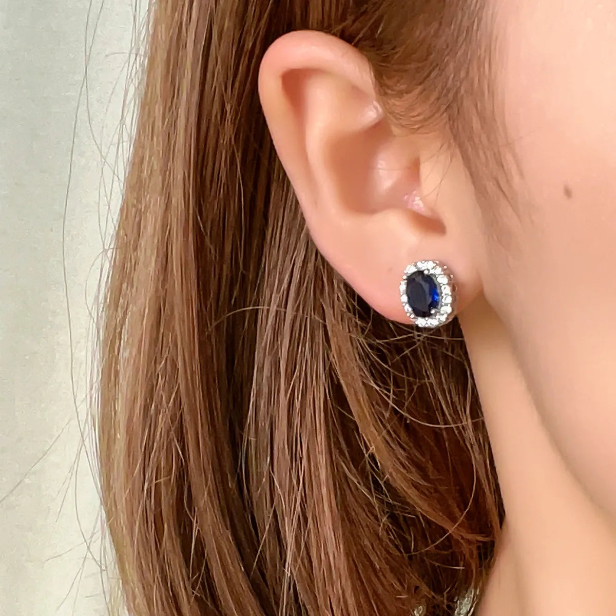 1 Pair Casual Simple Style Shiny Oval Water Droplets Plating Inlay Copper Zircon Rhodium Plated Ear Studs