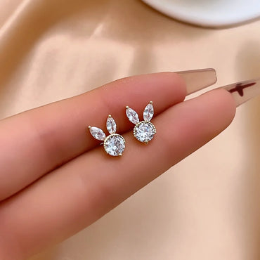 1 Pair Casual Simple Style Shiny Rabbit Plating Inlay Copper Zircon Gold Plated Ear Studs