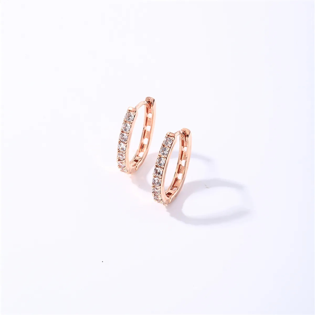 1 Pair Casual Simple Style Shiny Square Oval Plating Inlay Copper Zircon Rose Gold Plated White Gold Plated Gold Plated Earrings