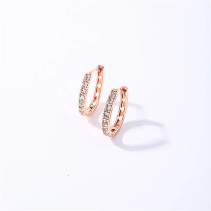 1 Pair Casual Simple Style Shiny Square Oval Plating Inlay Copper Zircon Rose Gold Plated White Gold Plated Gold Plated Earrings