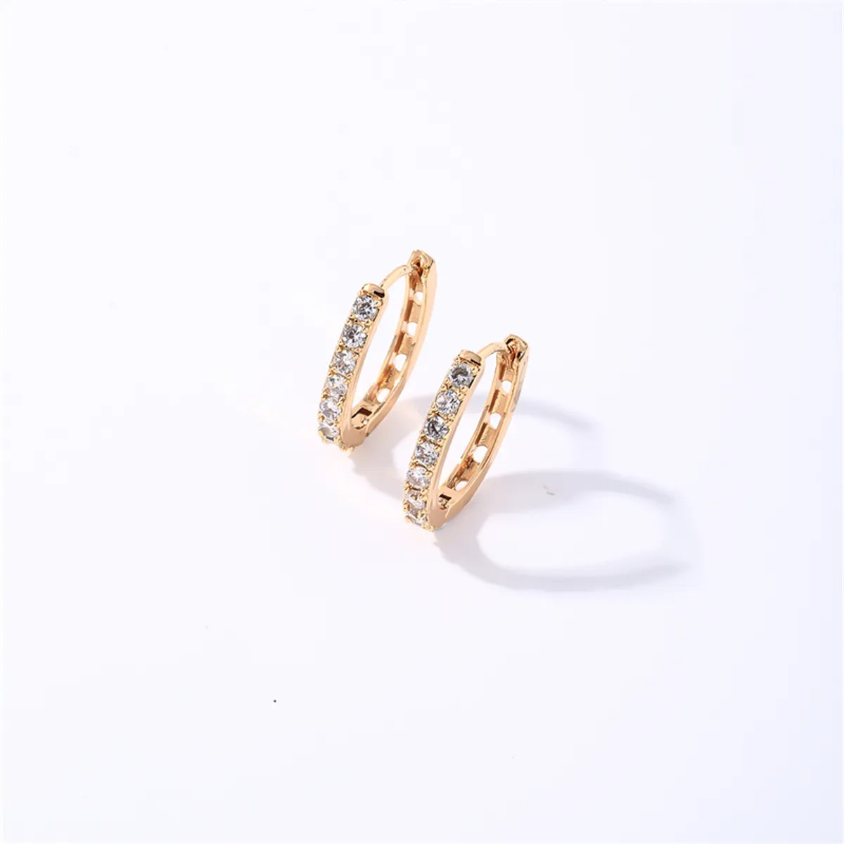 1 Pair Casual Simple Style Shiny Square Oval Plating Inlay Copper Zircon Rose Gold Plated White Gold Plated Gold Plated Earrings