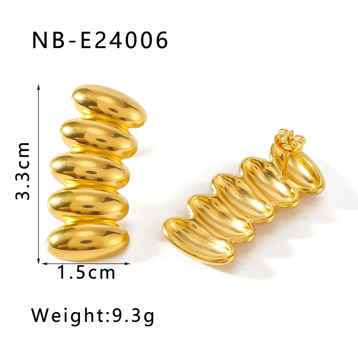 1 Pair Casual Simple Style Solid Color 304 Stainless Steel 18K Gold Plated Ear Studs