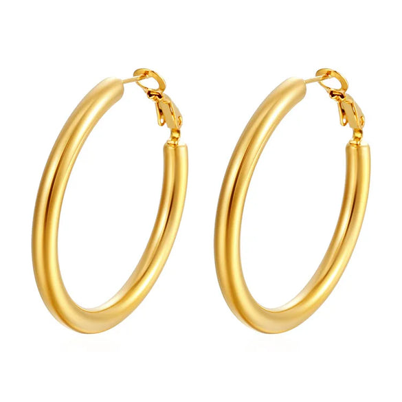1 Pair Casual Simple Style Solid Color 304 Stainless Steel 18K Gold Plated Earrings