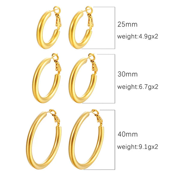 1 Pair Casual Simple Style Solid Color 304 Stainless Steel 18K Gold Plated Earrings