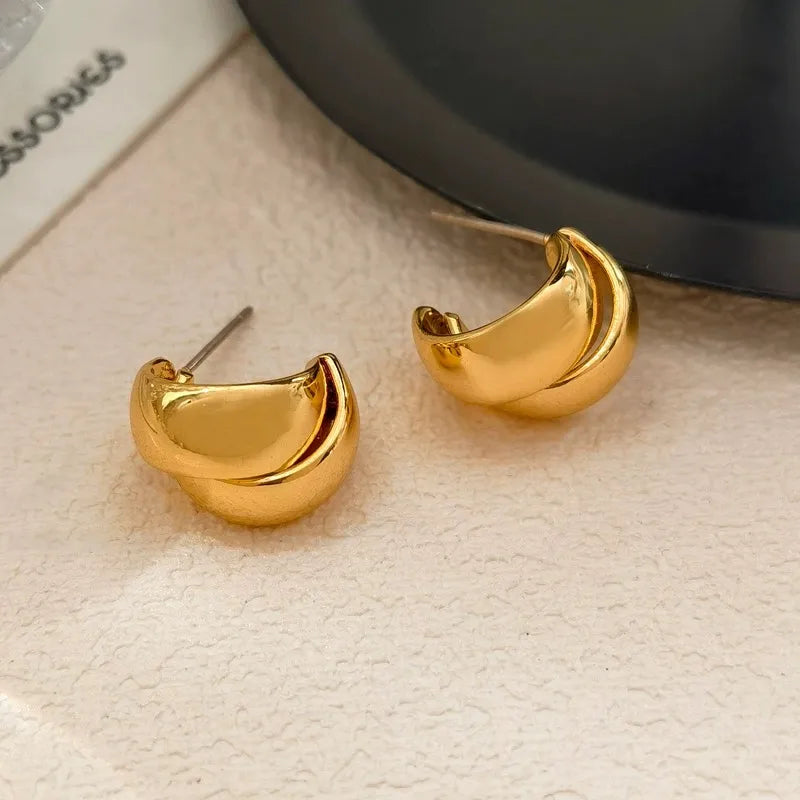 1 Pair Casual Simple Style Solid Color Copper Ear Studs