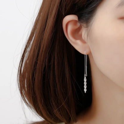 1 Pair Casual Simple Style Solid Color Grain Tassel Inlay Sterling Silver Zircon Ear Line