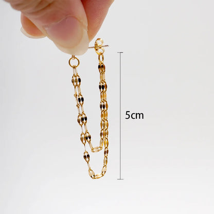 1 Pair Casual Simple Style Solid Color Handmade Titanium Steel Gold Plated