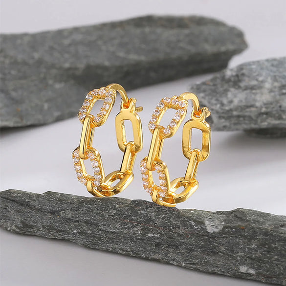 1 Pair Casual Simple Style Solid Color Hollow Out Inlay Sterling Silver Zircon 14K Gold Plated Earrings