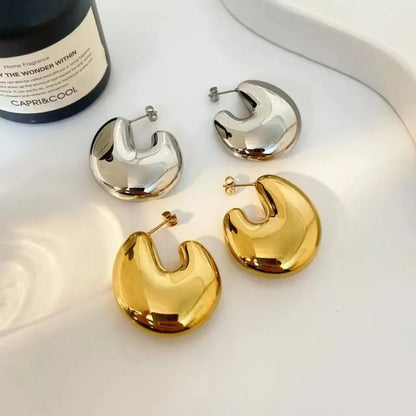 1 Pair Casual Simple Style Solid Color Plating 304 Stainless Steel 18K Gold Plated Ear Studs