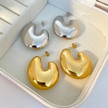 1 Pair Casual Simple Style Solid Color Plating 304 Stainless Steel 18K Gold Plated Ear Studs