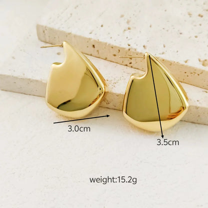 1 Pair Casual Simple Style Solid Color Plating 304 Stainless Steel 18K Gold Plated Ear Studs