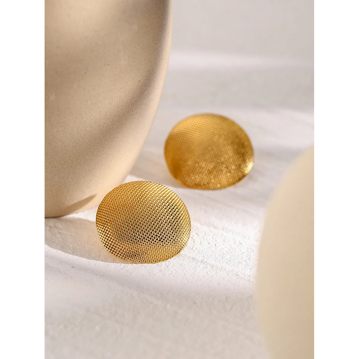 1 Pair Casual Simple Style Solid Color Plating 316 Stainless Steel  18K Gold Plated Ear Studs