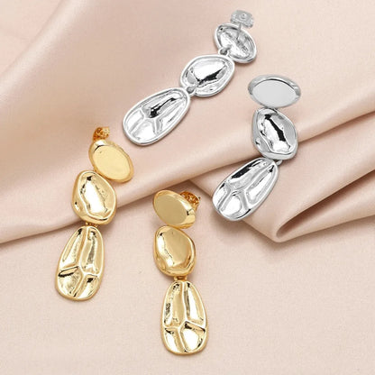 1 Pair Casual Simple Style Solid Color Plating Inlay Copper 18k Gold Plated Silver Plated Drop Earrings