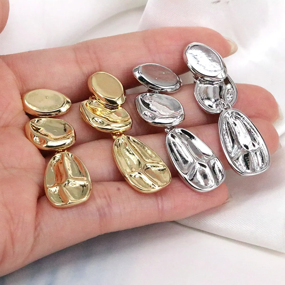 1 Pair Casual Simple Style Solid Color Plating Inlay Copper 18k Gold Plated Silver Plated Drop Earrings