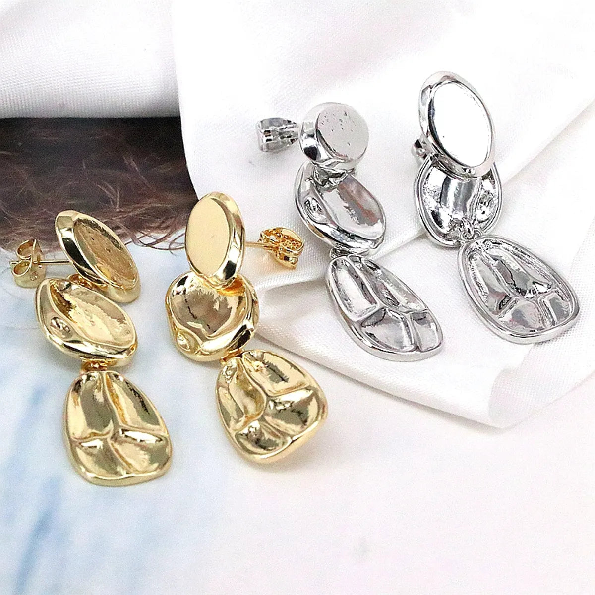 1 Pair Casual Simple Style Solid Color Plating Inlay Copper 18k Gold Plated Silver Plated Drop Earrings