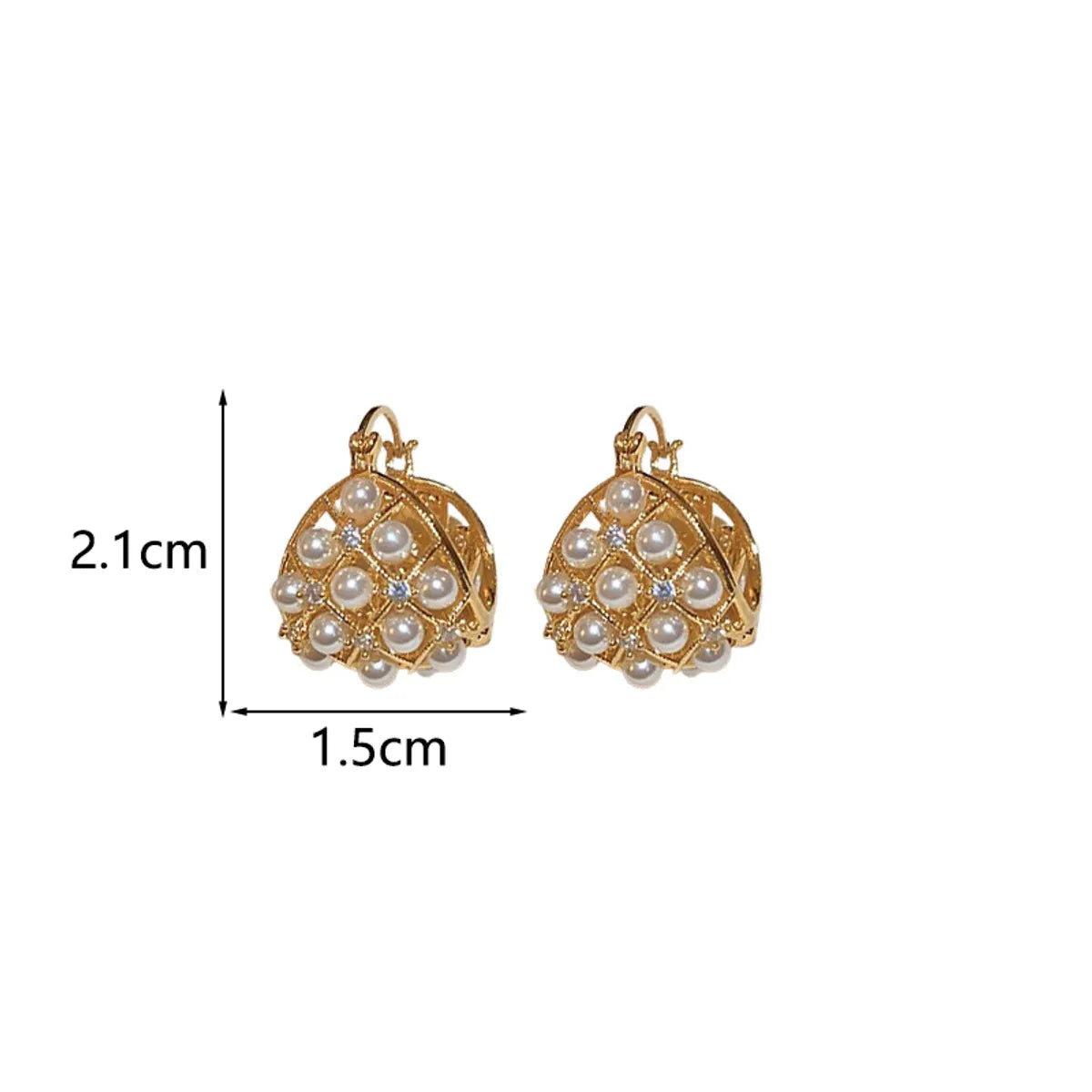 1 Pair Casual Simple Style Solid Color Plating Inlay Copper Pearl Zircon 14K Gold Plated Ear Studs