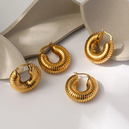 1 Pair Casual Simple Style Solid Color Plating Stainless Steel Titanium Steel 18k Gold Plated Earrings