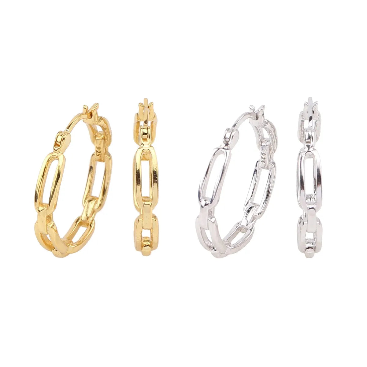 1 Pair Casual Simple Style Solid Color Plating Sterling Silver White Gold Plated Gold Plated Earrings