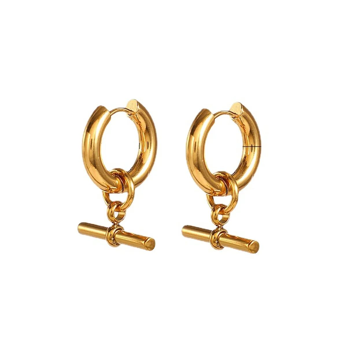 1 Pair Casual Simple Style Solid Color Plating Titanium Steel 18k Gold Plated Drop Earrings