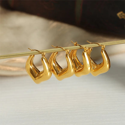 1 Pair Casual Simple Style Solid Color Plating Titanium Steel 18k Gold Plated Hoop Earrings