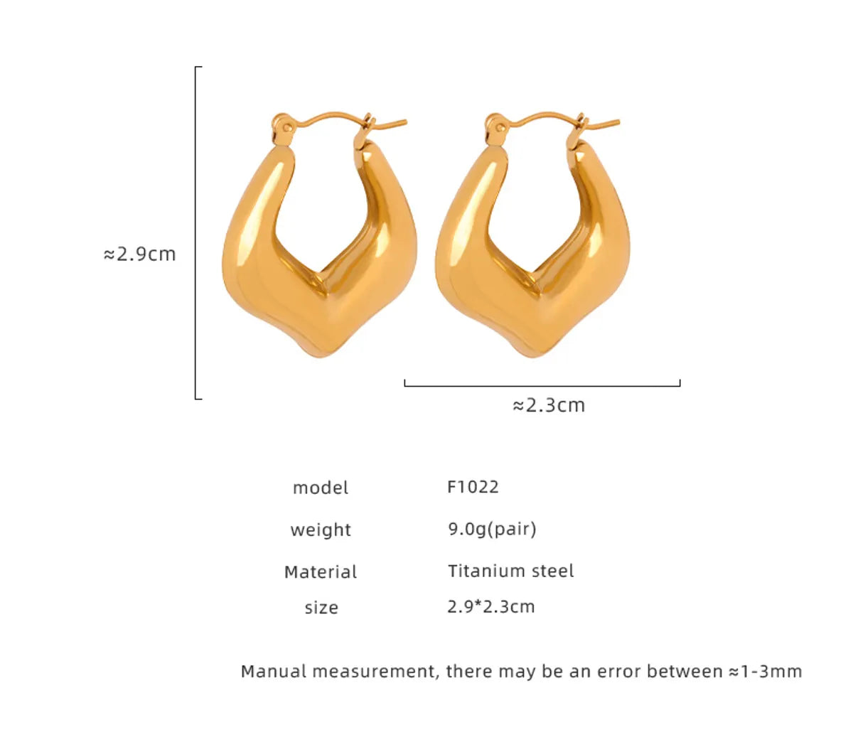 1 Pair Casual Simple Style Solid Color Plating Titanium Steel 18k Gold Plated Hoop Earrings