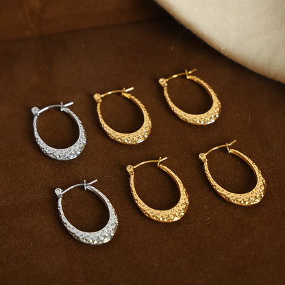 1 Pair Casual Simple Style Solid Color Plating Titanium Steel 18k Gold Plated Hoop Earrings