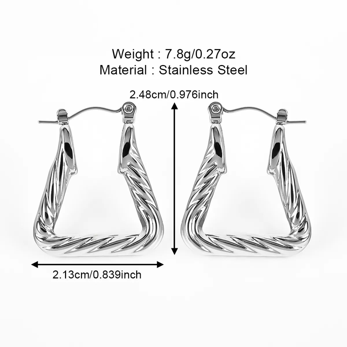 1 Pair Casual Simple Style Solid Color Polishing 304 Stainless Steel Earrings